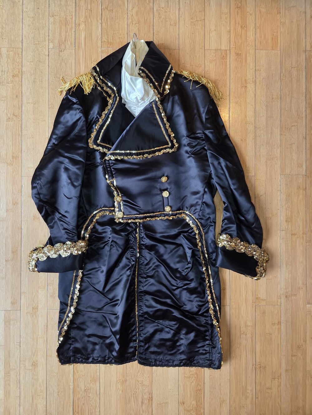Pirate Captain Halloween Costume La Mendola Black Satin Military-Style